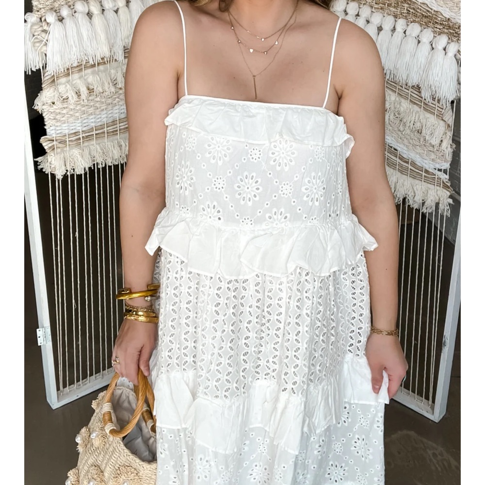 White Tiered Ruffled Maxi Sundress - Picture 2 of 6